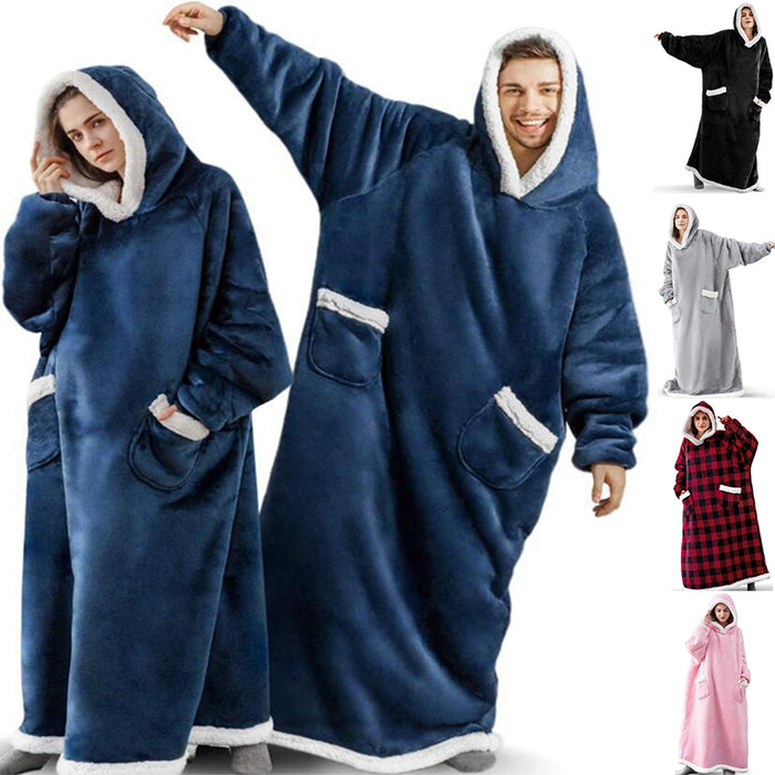 Couverture à capuche TV d'hiver, vêtements chauds pour la maison, pull surdimensionné avec poches pour femmes et hommes