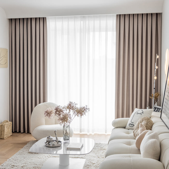 Cortinas de cor sólida de grãos de trigo para sala de estar