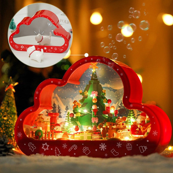 Natal novo estilo montado bloco de construção brinquedos nuvem noite lâmpada espelhos decorativos quadro luzes mesa led criativo quarto artesanal presentes aniversário