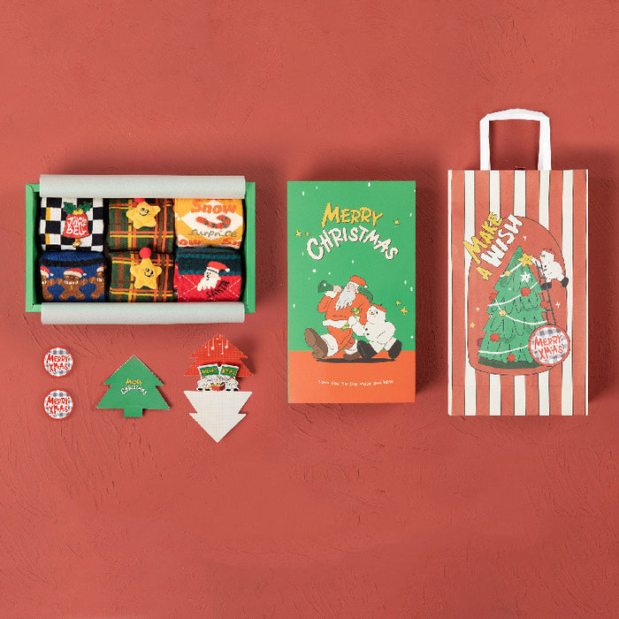 Casal de caixa de presente de Natal de novos produtos de outono e inverno em meias tubulares