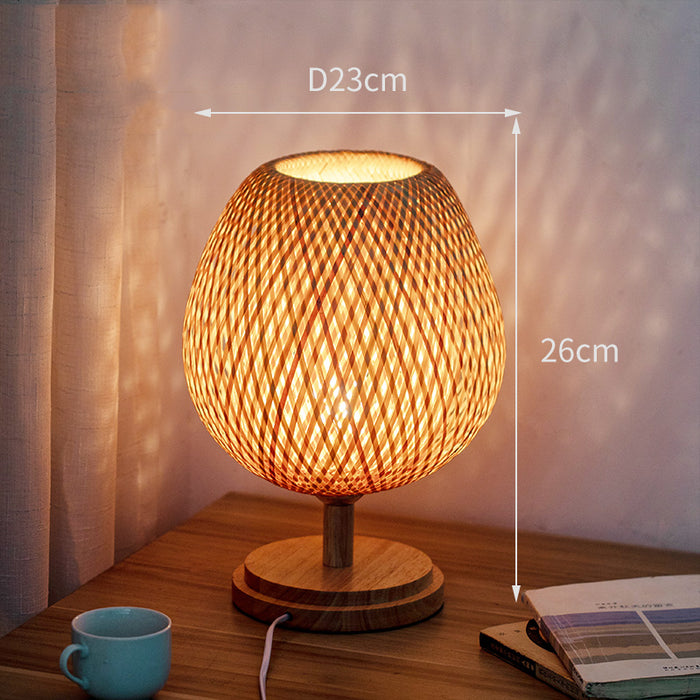Lampada da tavolo in bambù intrecciato Soggiorno camera da letto Zen in stile giapponese