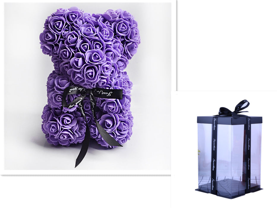 Cadeau de la Saint-Valentin Ours Rose Fleur Éternelle Ours en Peluche Rose Ours en Mousse PE 25 cm Saint Valentin