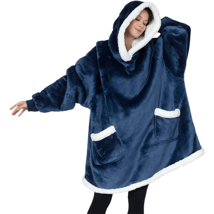 Couverture à capuche TV d'hiver, vêtements chauds pour la maison, pull surdimensionné avec poches pour femmes et hommes