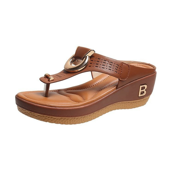 Tongs sandales femmes talons hauts chaussures compensées tongs en métal diapositives décoratives pantoufles
