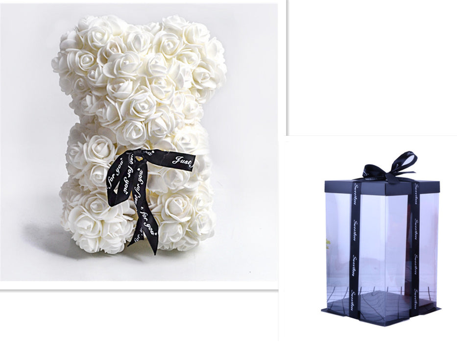 Cadeau de la Saint-Valentin Ours Rose Fleur Éternelle Ours en Peluche Rose Ours en Mousse PE 25 cm Saint Valentin