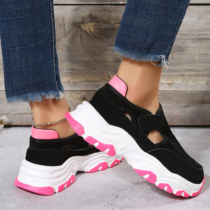 Scarpe sportive in mesh Scarpe da corsa preppy alla moda da donna con tacco piatto e punta tonda