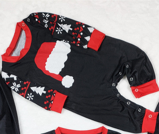 Novo conjunto de pijamas de outono e inverno para casa usar chapéu de natal impresso terno pai-filho