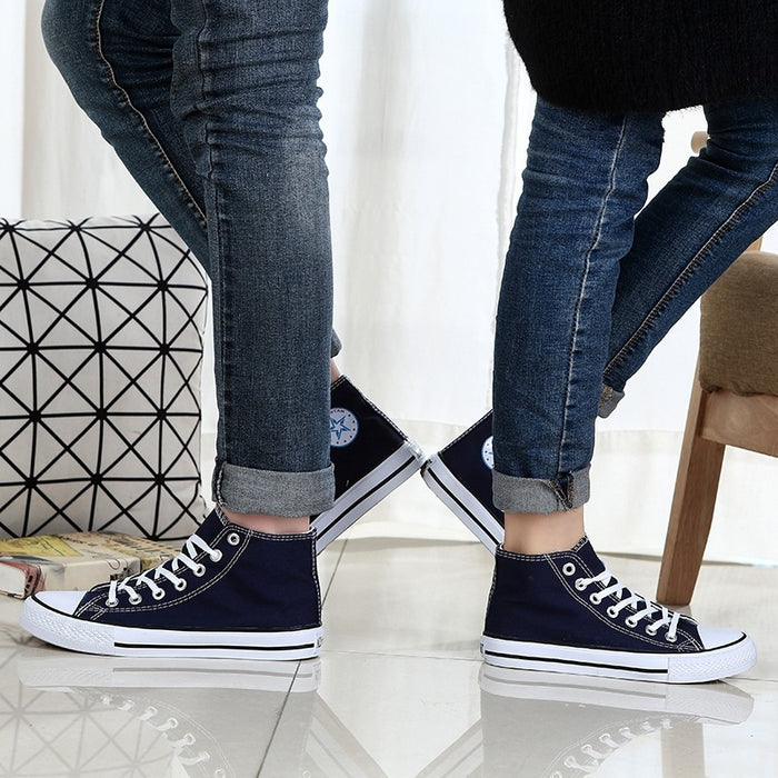 Four Seasons Men's High Top Canvas Shoes New Fashion Trendy Korean Breathable Student Board Shoes