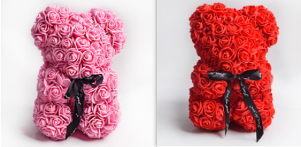 Cadeau de la Saint-Valentin Ours Rose Fleur Éternelle Ours en Peluche Rose Ours en Mousse PE 25 cm Saint Valentin