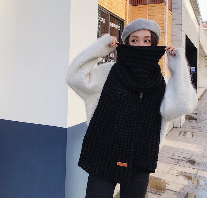 Sciarpa di lana calda e spessa semplice da donna