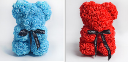 Cadeau de la Saint-Valentin Ours Rose Fleur Éternelle Ours en Peluche Rose Ours en Mousse PE 25 cm Saint Valentin