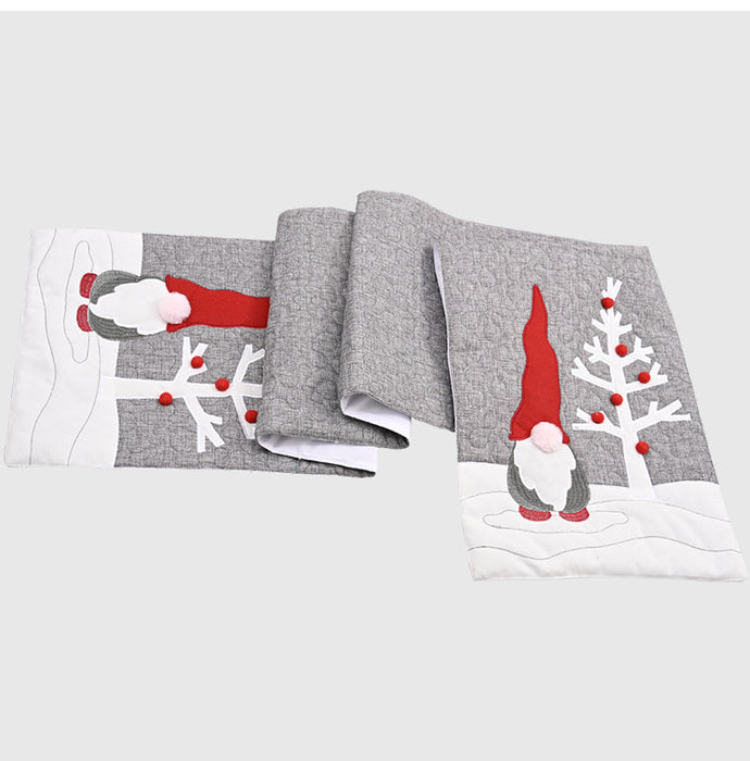 Christmas Gnome Plush Doll Gray Table Runner Santa Claus Tablecloth Christmas Home Dinner Table Decoration Xmas Party Supplies