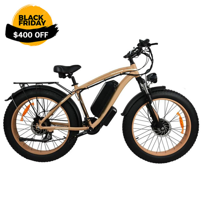 Khaki Electric Bike Adults 2000W - Electric Bike With 26 Inches Fat Tire 20AH Removable Battery, 21 Speed For Electric Mountain Ebike