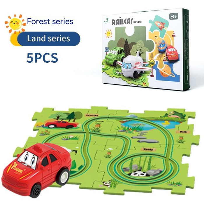 Electric Rail Car Toy Multi-functional Scene DIY Puzzle
