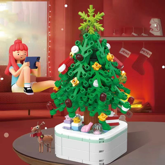 Jouet d'assemblage de bloc de construction de boîte à musique d'arbre de noël
