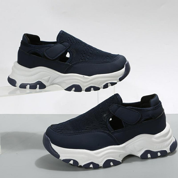 Scarpe sportive in mesh Scarpe da corsa preppy alla moda da donna con tacco piatto e punta tonda