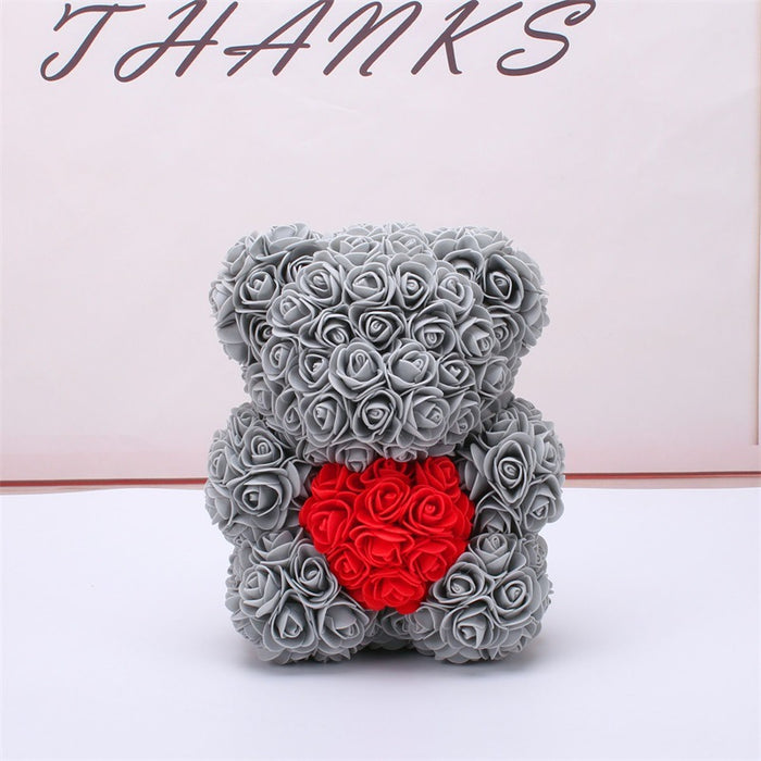 Cadeau de la Saint-Valentin Ours Rose Fleur Éternelle Ours en Peluche Rose Ours en Mousse PE 25 cm Saint Valentin