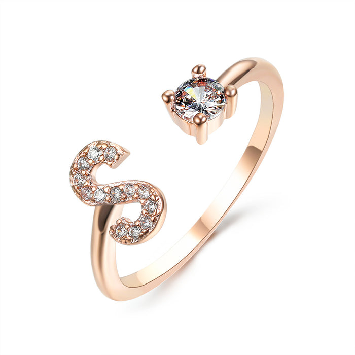 Neue Design Einstellbare 26 Initial Brief Ring Mode Schmuck Für Frauen Einfache Elegante Schmuck
