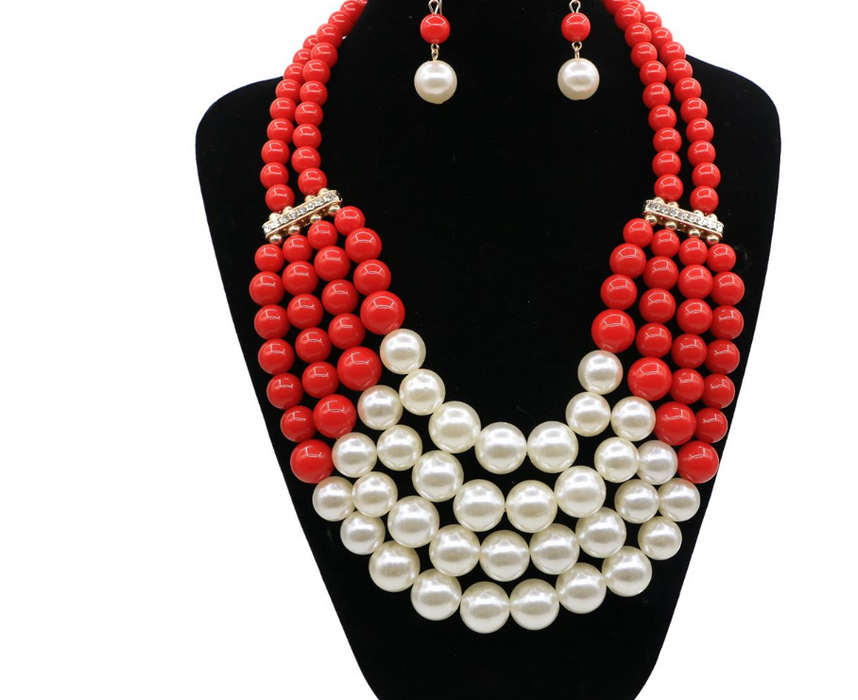 Multi simulierte Perle Bohemian Schmuck Set