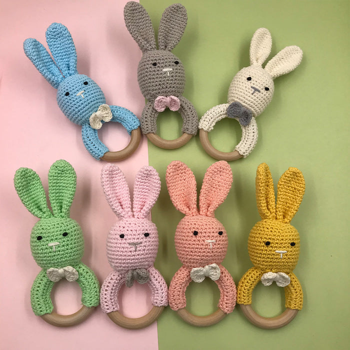 Baby Bunny Ear Teether Holzbeißring Neugeborenes Sensorik Spielzeug Dusche Geschenk Baby Care