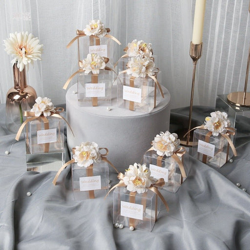 10 Teile/satz Hochzeit Geschenkbox 7x7 cm Quadratische Transparente PVC Box Candy