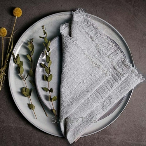 10 Stück Servietten Rustikale Baumwollgaze 41 cm Serviette Musselin Geschirrtuch Abendessen
