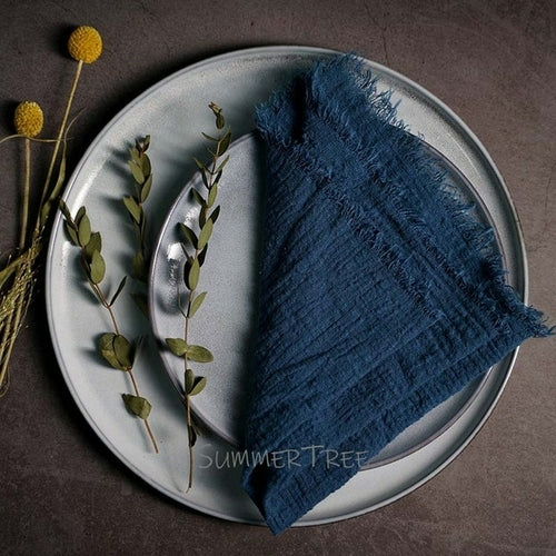 10 Stück Servietten Rustikale Baumwollgaze 41 cm Serviette Musselin Geschirrtuch Abendessen