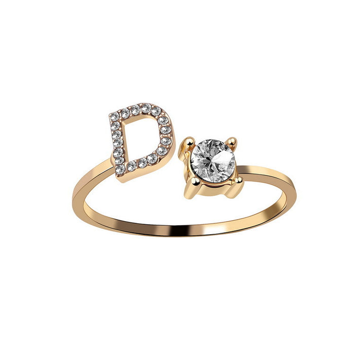 Neue Design Einstellbare 26 Initial Brief Ring Mode Schmuck Für Frauen Einfache Elegante Schmuck