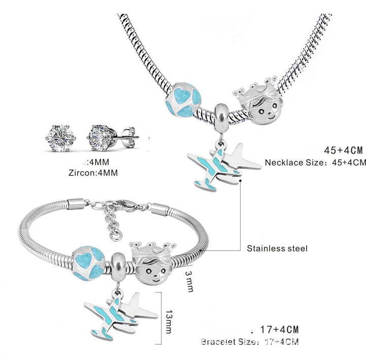 Kleiner Junge Halskette Ohrring Set Schmuck-Set