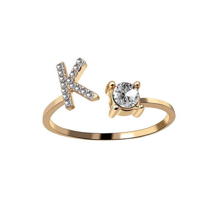 Neue Design Einstellbare 26 Initial Brief Ring Mode Schmuck Für Frauen Einfache Elegante Schmuck