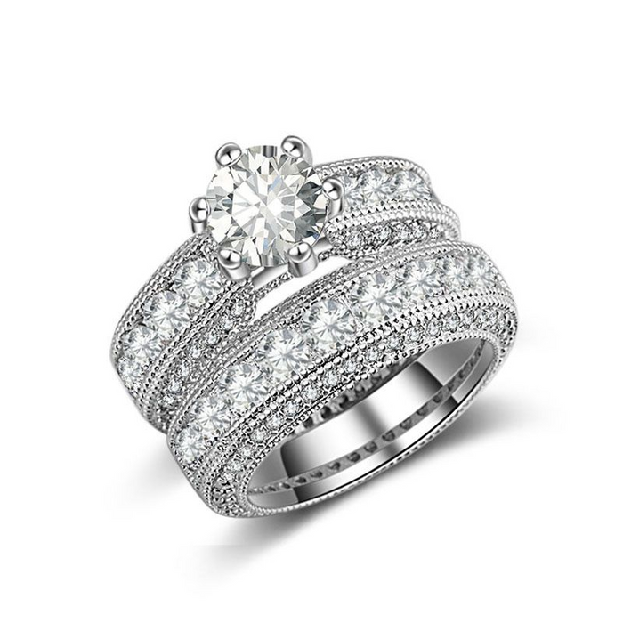 Silber Hochzeit Ring für Frauen Verlobung Finger Geschenk Schmuck