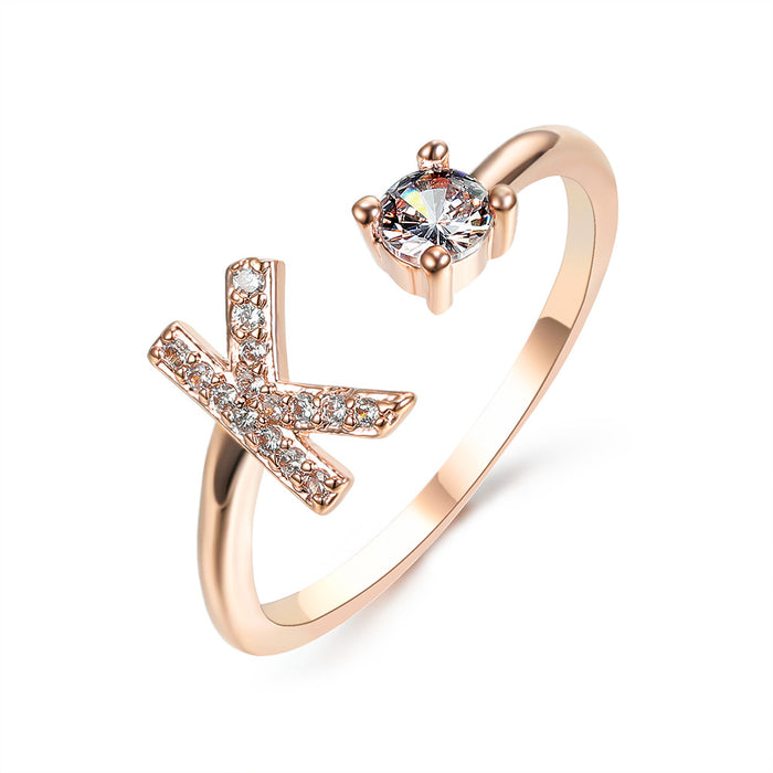 Neue Design Einstellbare 26 Initial Brief Ring Mode Schmuck Für Frauen Einfache Elegante Schmuck