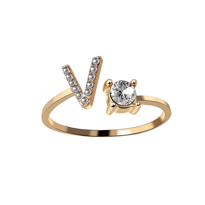 Neue Design Einstellbare 26 Initial Brief Ring Mode Schmuck Für Frauen Einfache Elegante Schmuck