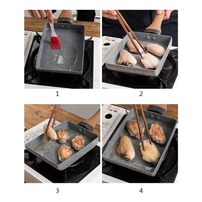 1 x rechteckige Omelettpfanne, Tamagoyaki-Eierpfanne, antihaftbeschichteter Maifan-Stein,