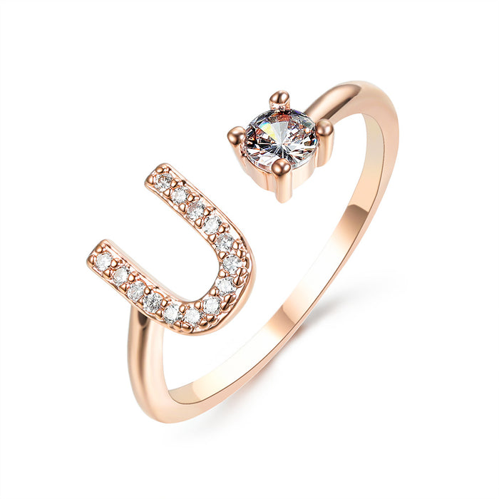 Neue Design Einstellbare 26 Initial Brief Ring Mode Schmuck Für Frauen Einfache Elegante Schmuck