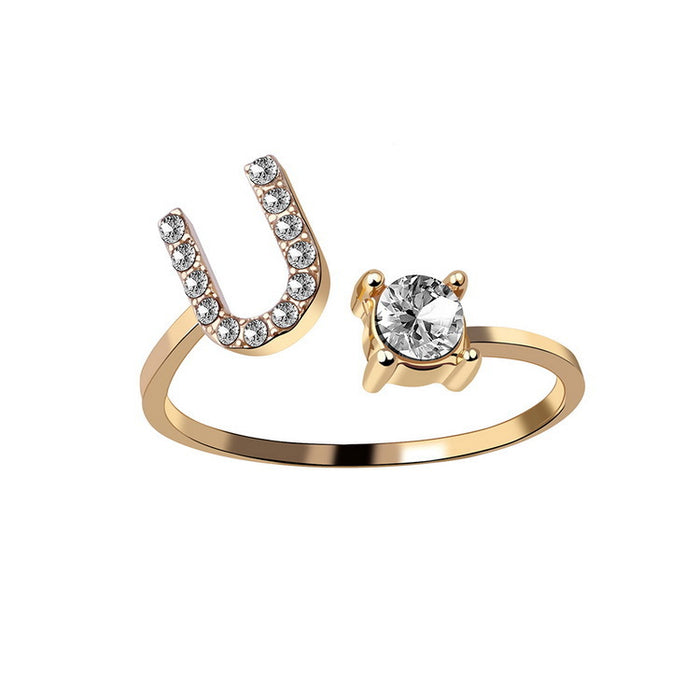 Neue Design Einstellbare 26 Initial Brief Ring Mode Schmuck Für Frauen Einfache Elegante Schmuck