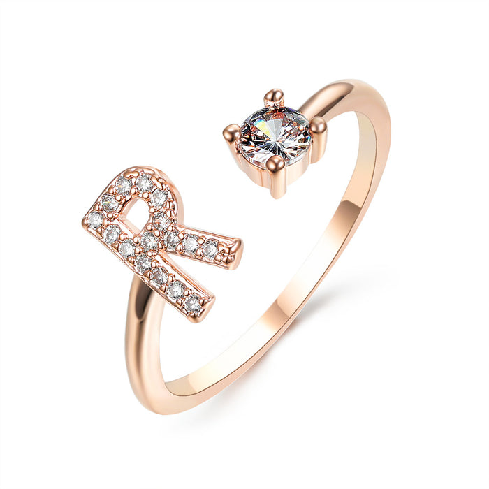 Neue Design Einstellbare 26 Initial Brief Ring Mode Schmuck Für Frauen Einfache Elegante Schmuck