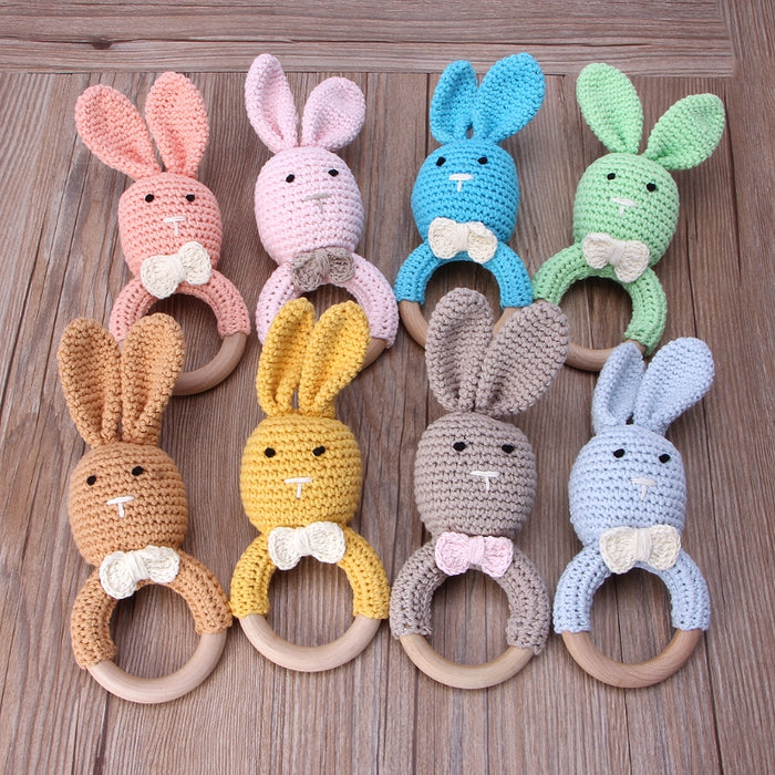 Baby Bunny Ear Teether Holzbeißring Neugeborenes Sensorik Spielzeug Dusche Geschenk Baby Care