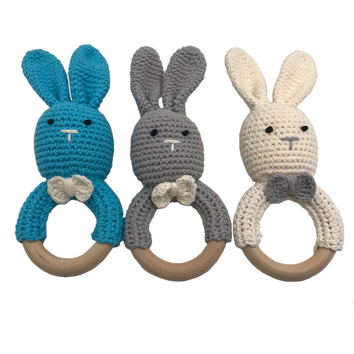 Baby Bunny Ear Teether Holzbeißring Neugeborenes Sensorik Spielzeug Dusche Geschenk Baby Care
