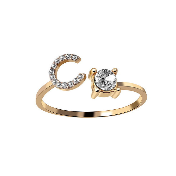Neue Design Einstellbare 26 Initial Brief Ring Mode Schmuck Für Frauen Einfache Elegante Schmuck