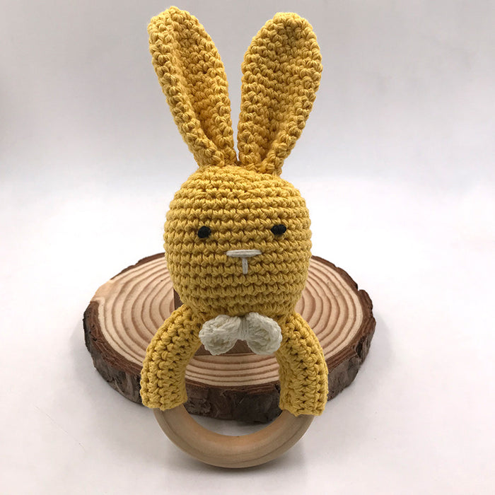 Baby Bunny Ear Teether Holzbeißring Neugeborenes Sensorik Spielzeug Dusche Geschenk Baby Care