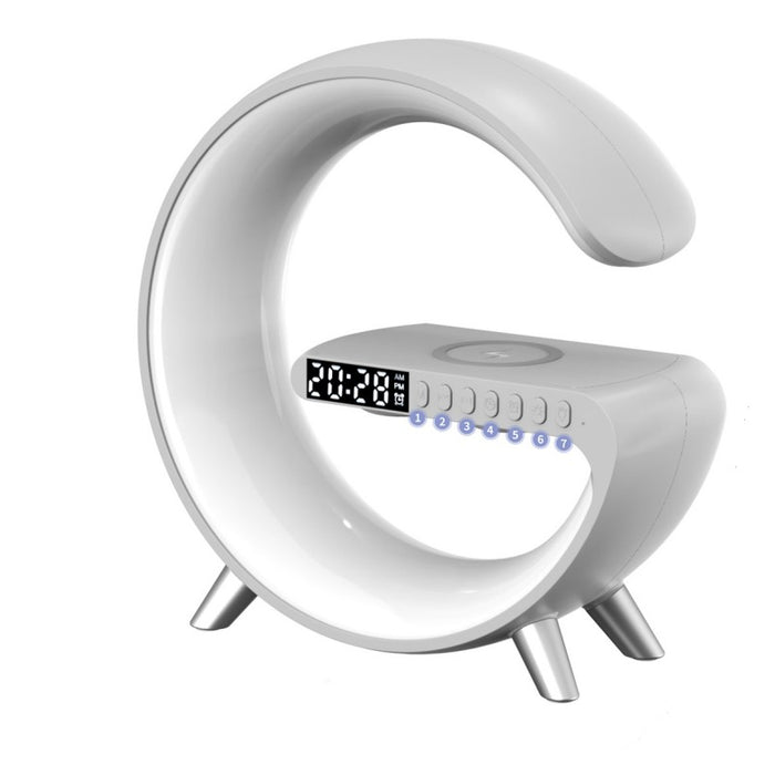 Bluetooth-Lautsprecher, kabelloses Ladegerät, Nachttischlampe, Sonnenaufgang, Wecklampe, Polarlampe, Wecker