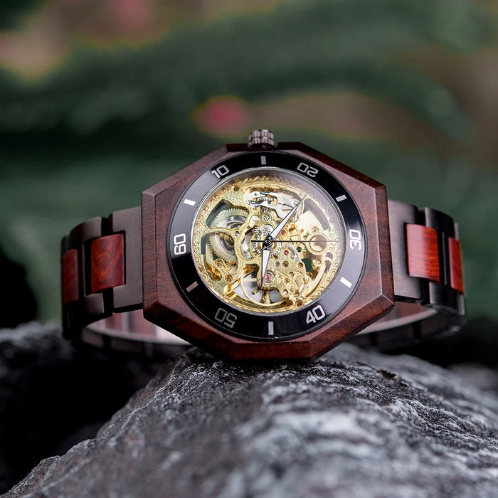 Automatik Holz Mechanisch Männer Mode Uhr