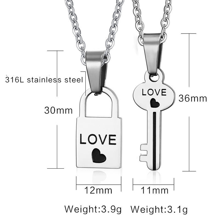 Titan-Stahl-Schmuck Herzförmige Schlüssel-Halskette für Männer und Frauen
