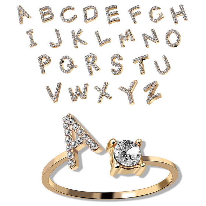 Neue Design Einstellbare 26 Initial Brief Ring Mode Schmuck Für Frauen Einfache Elegante Schmuck