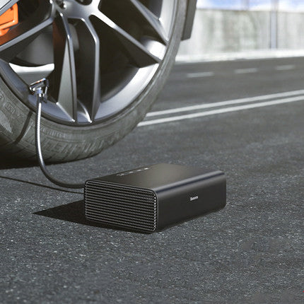 Multifunctional tire inflator with tire pressure gauge and LED emergency light