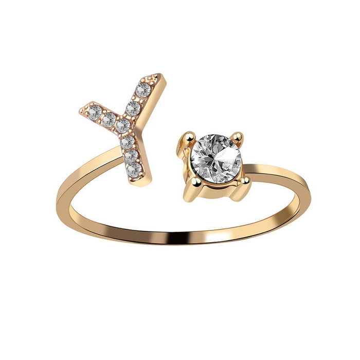 Neue Design Einstellbare 26 Initial Brief Ring Mode Schmuck Für Frauen Einfache Elegante Schmuck