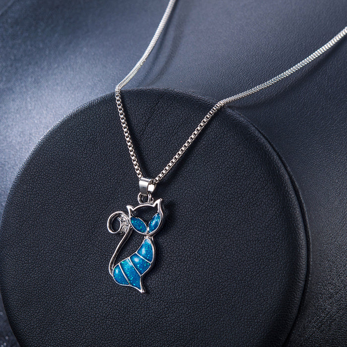 Anhänger Blauer Opal Halskette Schmuck Geschenk für Frauen