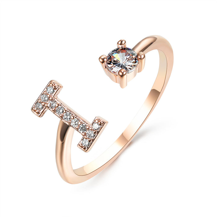 Neue Design Einstellbare 26 Initial Brief Ring Mode Schmuck Für Frauen Einfache Elegante Schmuck
