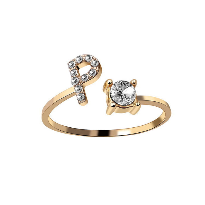 Neue Design Einstellbare 26 Initial Brief Ring Mode Schmuck Für Frauen Einfache Elegante Schmuck